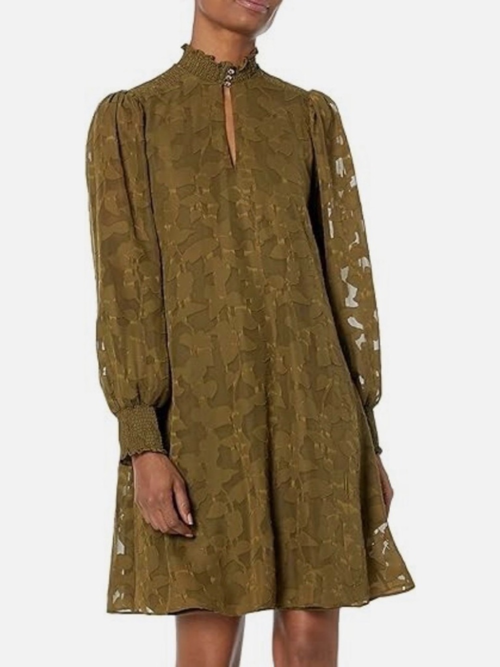 Tommy Hilfiger green chiffon long-sleeve shift dress, size 10